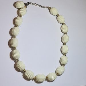 Vintage necklace- Cream colored acrylic beads, gold spacers